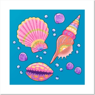 Colourful Seashells Posters and Art